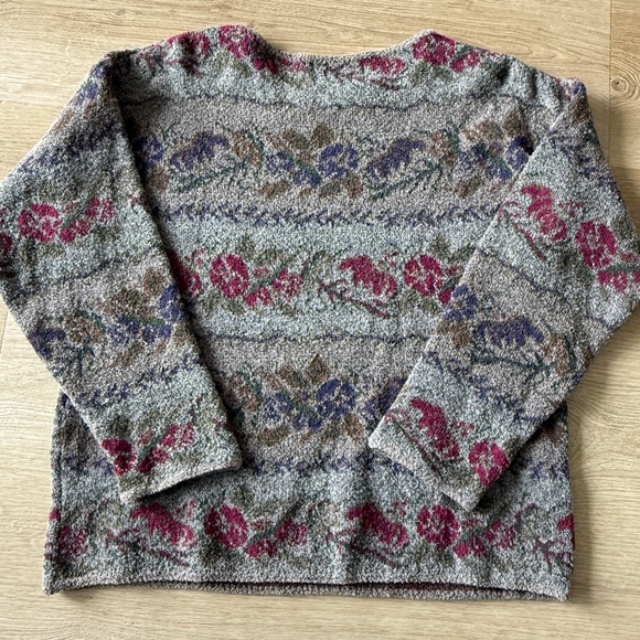Vintage 90s Express Floral Textured Knit Sweater - Picture 3 of 7